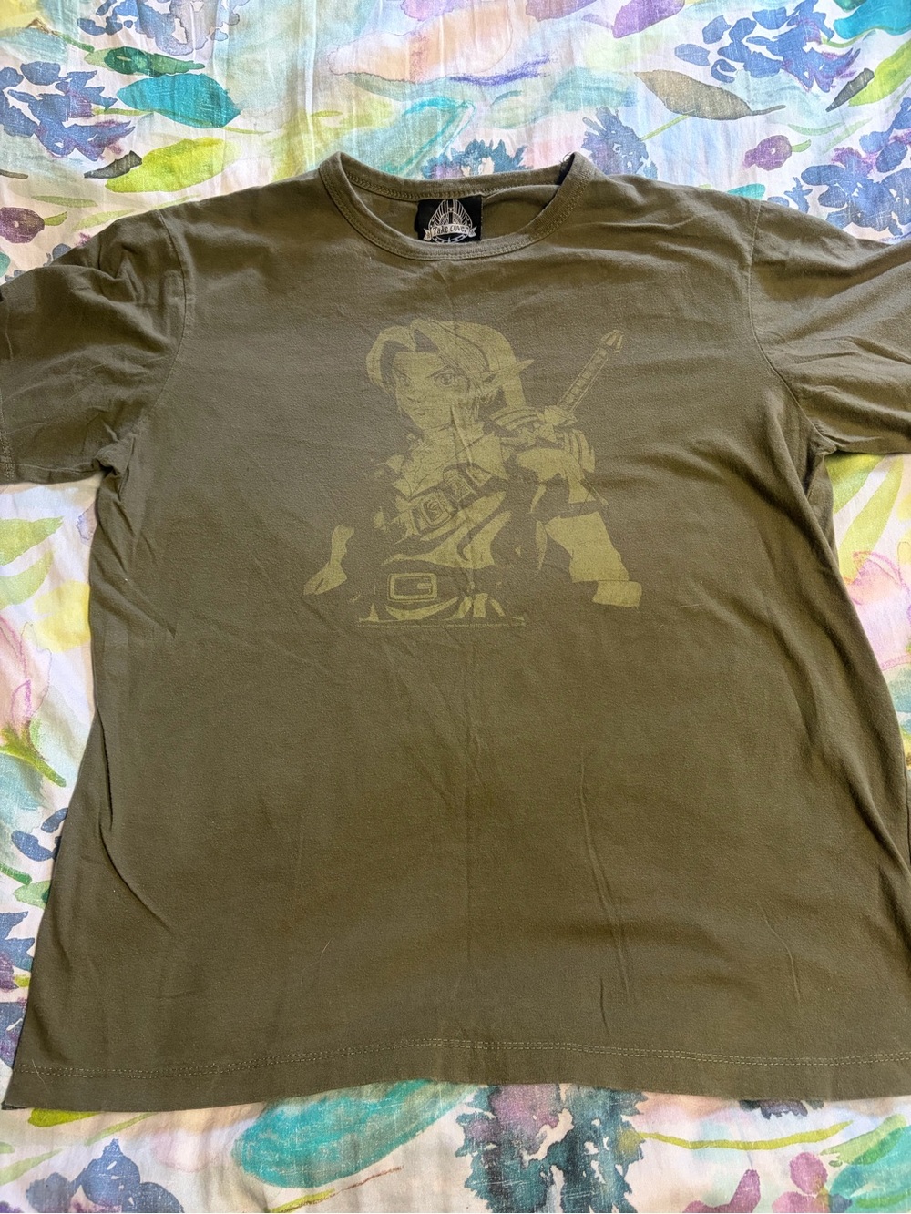 Legend of Zelda - Link Ocarina of Time Olive Green Graphic T-Shirt Fandom Gamer